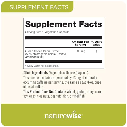 NatureWise Green Coffee Bean Extract - Pure Green Coffee Bean Capsules 800mg - Maple Wellness Supplements