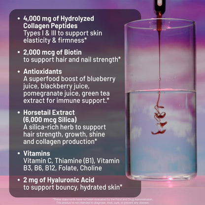 NatureWise Hydrolyzed Liquid Collagen for Women & Men 4000mg - High Absorption, Type 1 & 3 Peptides with Biotin + Vitamin C + Vitamin B Complex & Hyaluronic Acid - Maple Wellness Supplements