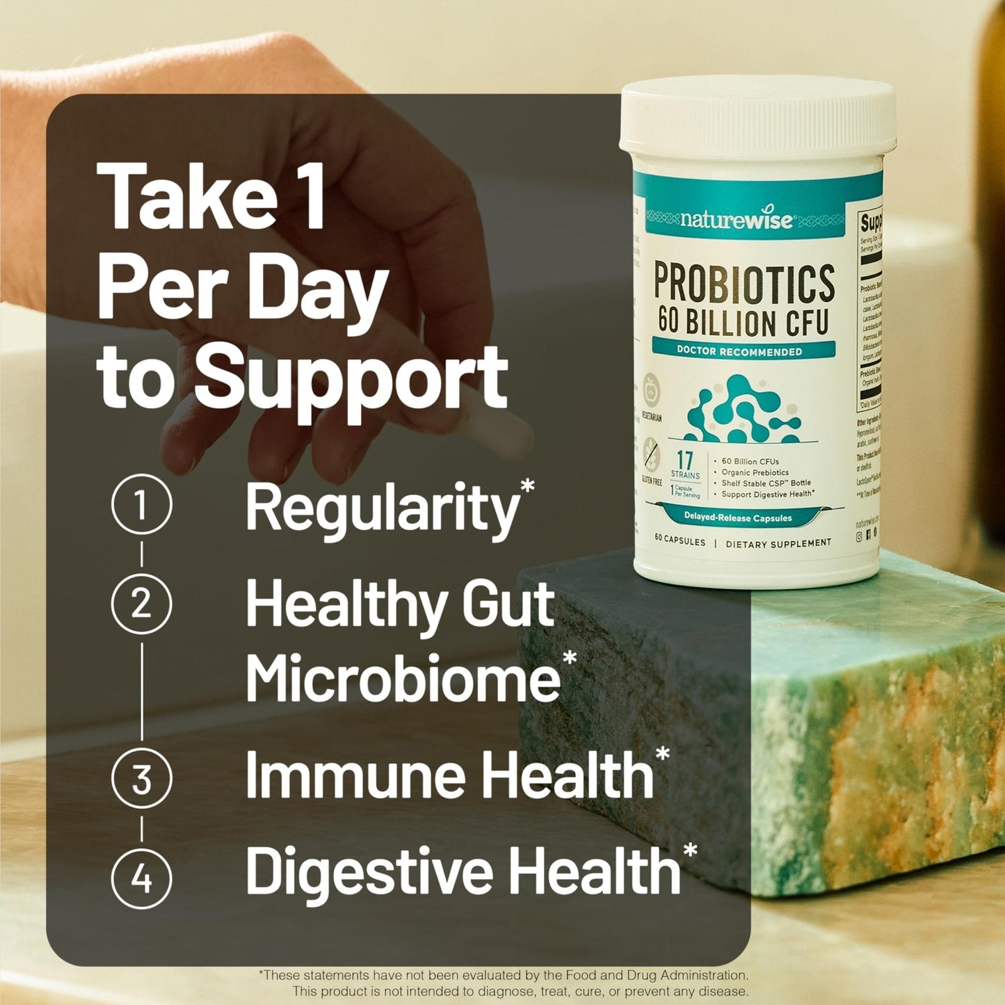 NatureWise Probiotics 60 Billion CFU - 17 Strains + Organic Prebiotics - Immune, Digestive & Gut Health Support for Women & Men - Vegetarian, Gluten-Free, - Maple Wellness Supplements
