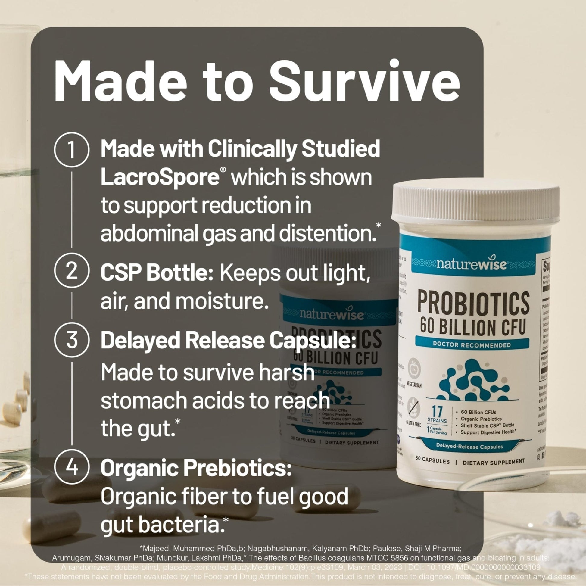 NatureWise Probiotics 60 Billion CFU - 17 Strains + Organic Prebiotics - Immune, Digestive & Gut Health Support for Women & Men - Vegetarian, Gluten-Free, - Maple Wellness Supplements