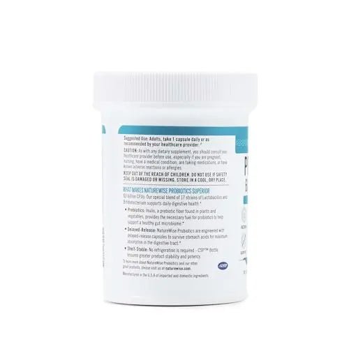 NatureWise Probiotics 60 Billion CFU - 17 Strains + Organic Prebiotics - Immune, Digestive & Gut Health Support for Women & Men - Vegetarian, Gluten-Free, Non-GMO - 30 Capsules[1-Month Supply] - Maple Wellness Supplements