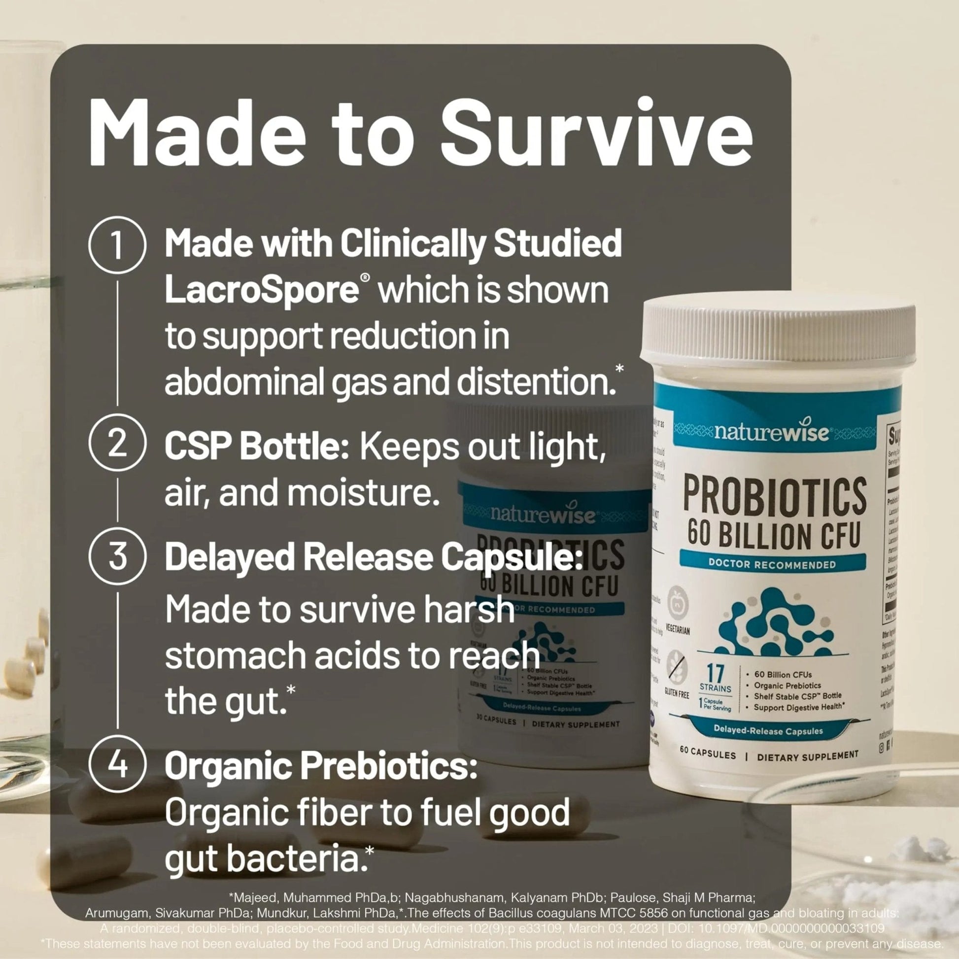 NatureWise Probiotics 60 Billion CFU - 17 Strains + Organic Prebiotics - Immune, Digestive & Gut Health Support for Women & Men - Vegetarian, Gluten-Free, Non-GMO - 30 Capsules[1-Month Supply] - Maple Wellness Supplements