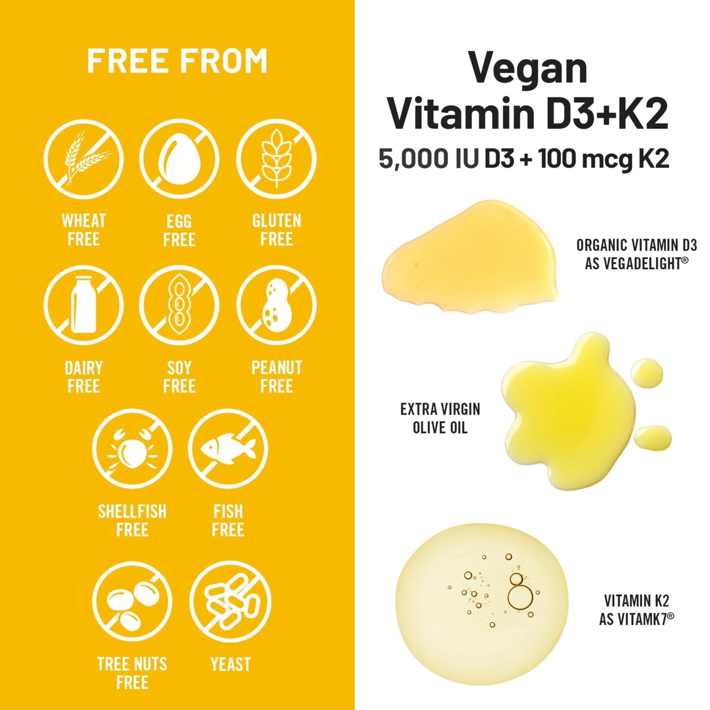 NatureWise Vegan Vitamin D3 + K2 - Natural D3 5000IU + Natural Vitamin K2 100mcg - Bone Support - High Absorption - Maple Wellness Supplements