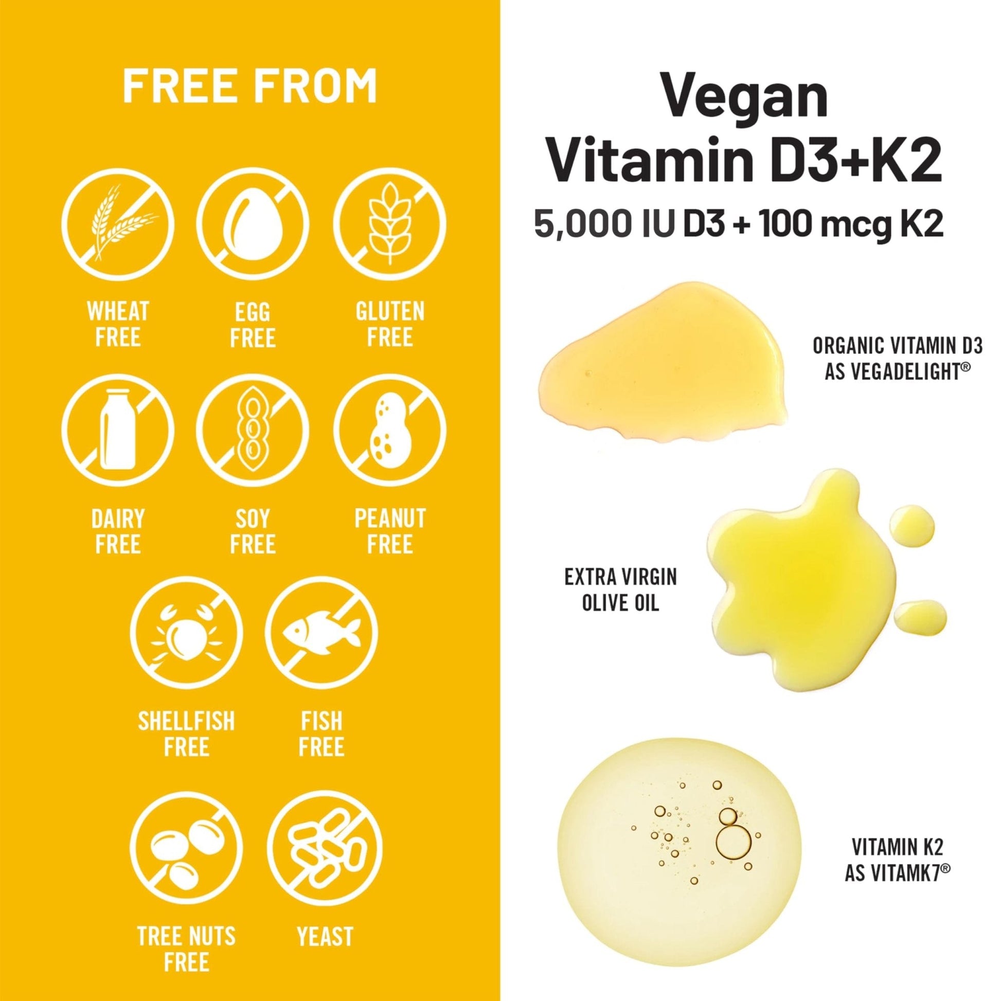NatureWise Vegan Vitamin D3 + K2 - Natural D3 5000IU + Natural Vitamin K2 100mcg - Bone Support - High Absorption - Maple Wellness Supplements