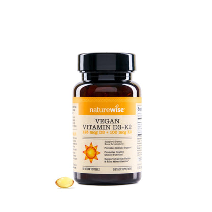 NatureWise Vegan Vitamin D3 + K2 - Natural D3 5000IU + Natural Vitamin K2 100mcg - Bone Support - High Absorption - Maple Wellness Supplements