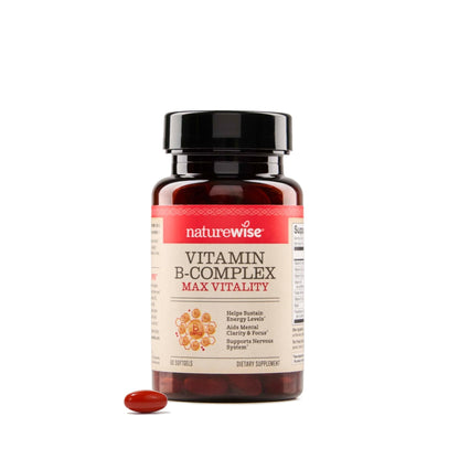 NatureWise Vitamin B Complex for Women and Men - with Folic Acid Biotin B1 B2 B3 B6 B12 - Support Cellular Energy & Mental Clarity - Gluten & Dairy Free - Maple Wellness Supplements