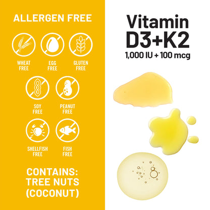 NatureWise Vitamin D3 1000IU + K2 (MK7) 100mcg with Organic Extra Virgin Coconut Oil - Supports Calcium Absorption, Bone & Immune Health - Non-GMO - Maple Wellness Supplements