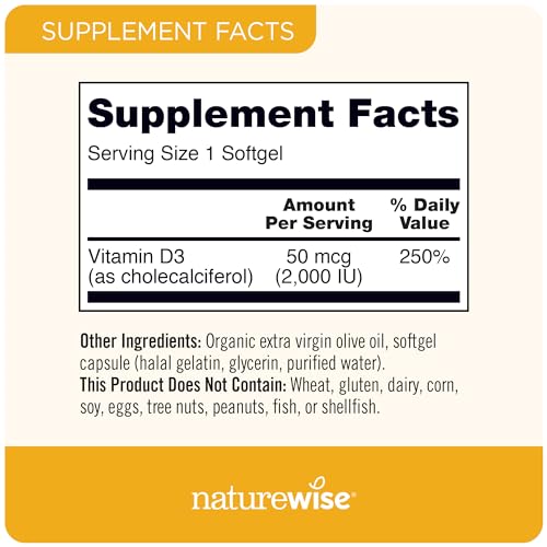 NatureWise Vitamin D3 2000iu (50 mcg) Healthy Muscle Function, and Immune Support - Maple Wellness Supplements