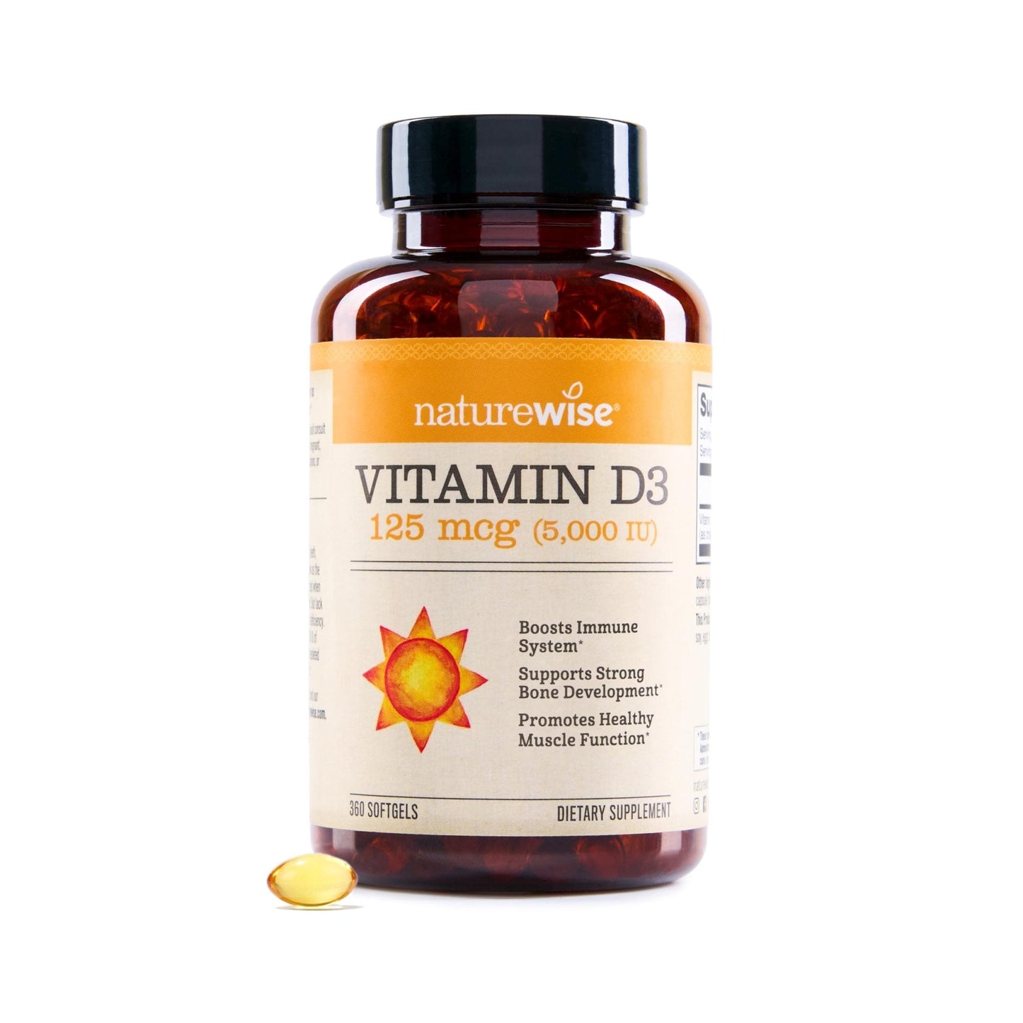 NatureWise Vitamin D3 5000iu (125 mcg) 1 Year Supply for Immune Support, Healthy Muscle Function, and Bone Health - Non-GMO - Maple Wellness Supplements