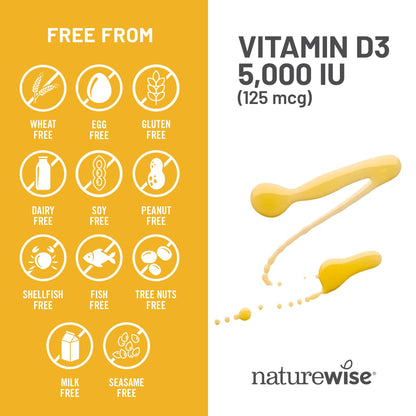 NatureWise Vitamin D3 5000iu (125 mcg) 1 Year Supply for Immune Support, Healthy Muscle Function, and Bone Health - Non-GMO - Maple Wellness Supplements
