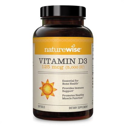 NatureWise Vitamin D3 5000iu (125 mcg) Healthy Muscle Function, and Immune Support - Maple Wellness Supplements