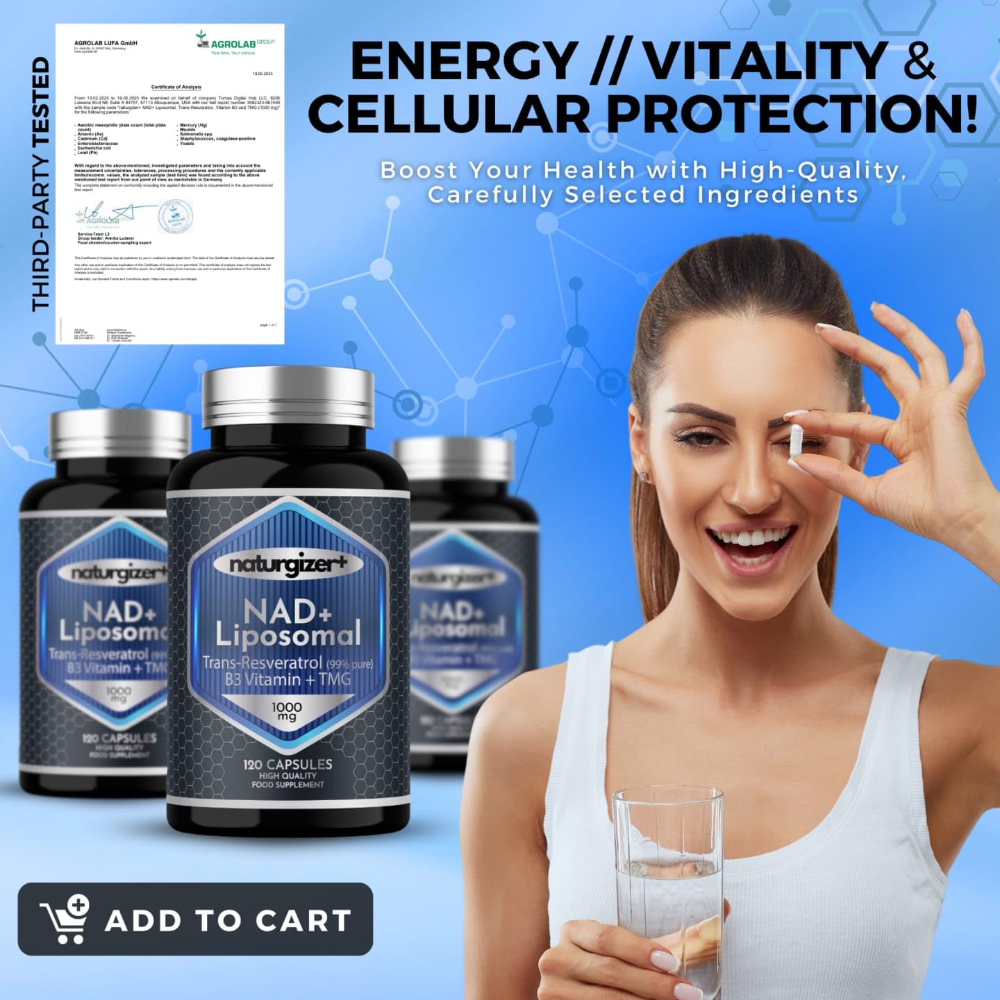 naturgizer+ Liposomal NAD+ Supplement with Resveratrol, TMG & Vitamin B3 | 4-in-1 Healthy Aging & Cellular Energy Support | High Absorption NAD Plus for Men & Women Over 40 | 120 Capsules - Maple Wellness Supplements