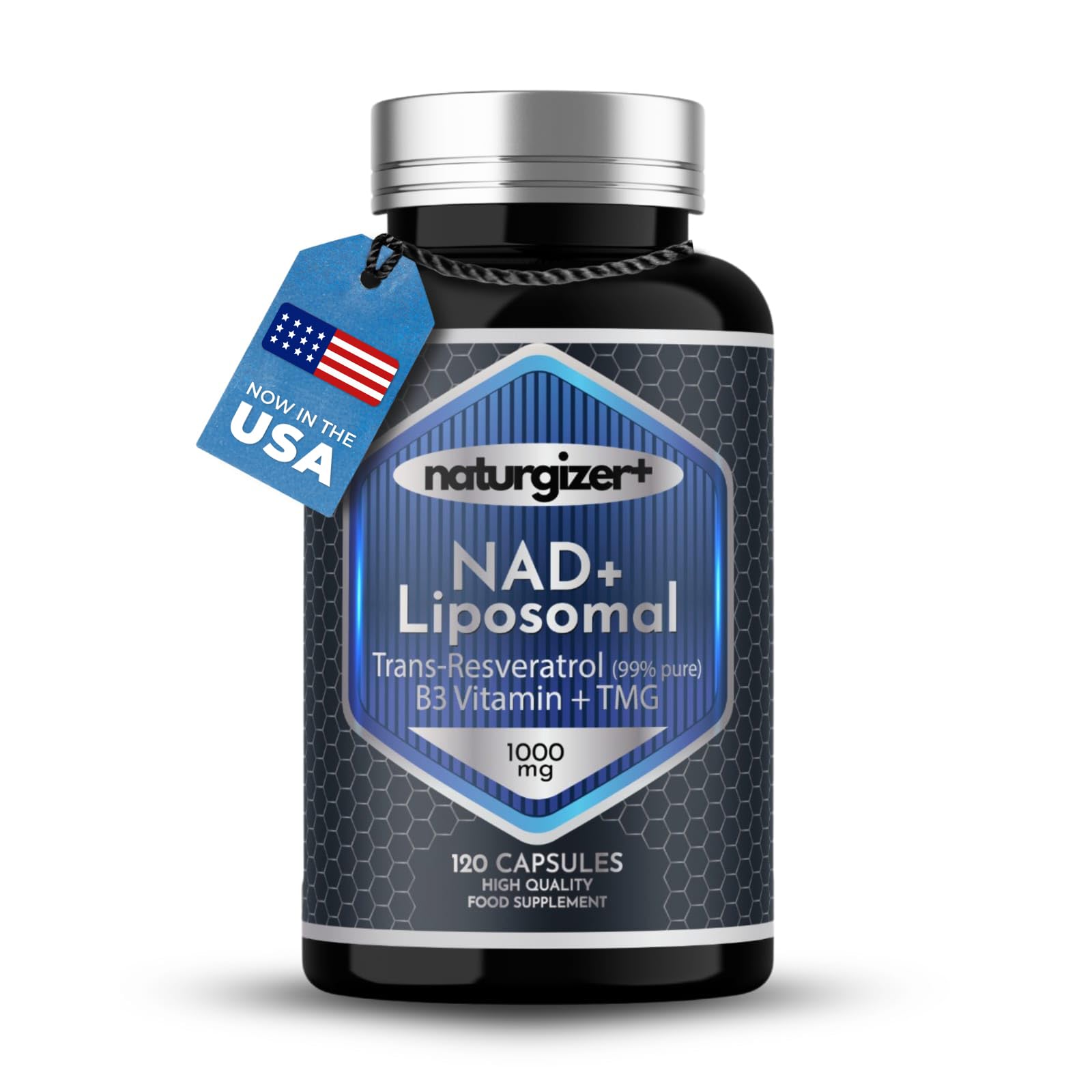 naturgizer+ Liposomal NAD+ Supplement with Resveratrol, TMG & Vitamin B3 | 4-in-1 Healthy Aging & Cellular Energy Support | High Absorption NAD Plus for Men & Women Over 40 | 120 Capsules - Maple Wellness Supplements