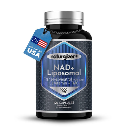 naturgizer+ Liposomal NAD+ Supplement with Resveratrol, TMG & Vitamin B3 | 4-in-1 Healthy Aging & Cellular Energy Support | High Absorption NAD Plus for Men & Women Over 40 | 120 Capsules - Maple Wellness Supplements
