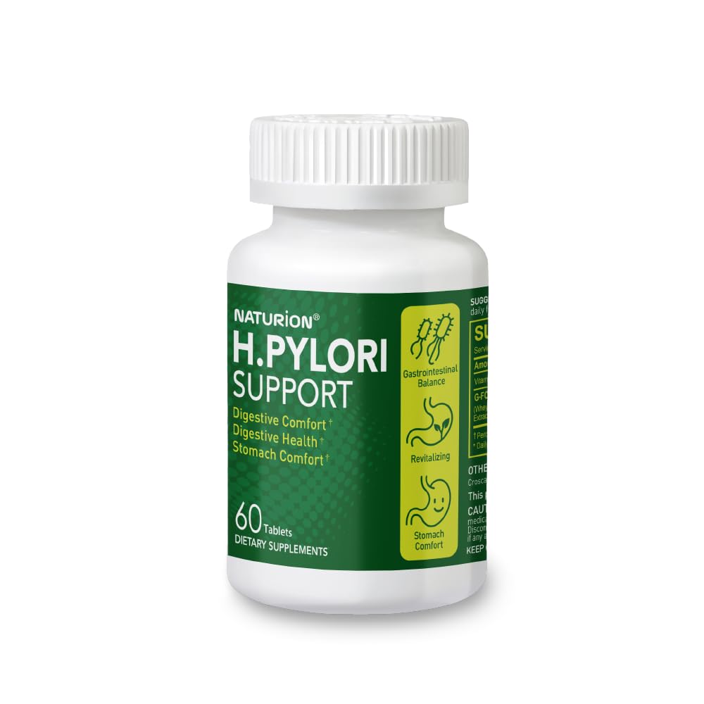 NATURION H. Pylori Support - Digestive Health Supplement with G-FOS Blend, Whey Protein, Licorice, Mastic Gum, Vitamin U, and Vitamin B2 - Stomach Comfort & Gut Balance - 60 Tablets, 30 Day Supply - Maple Wellness Supplements