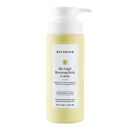 Naturium Bio-Lipid Restoring Moisturizing Body Lotion with Shea Butter, Fragrance Free, 14 oz - Maple Wellness Supplements