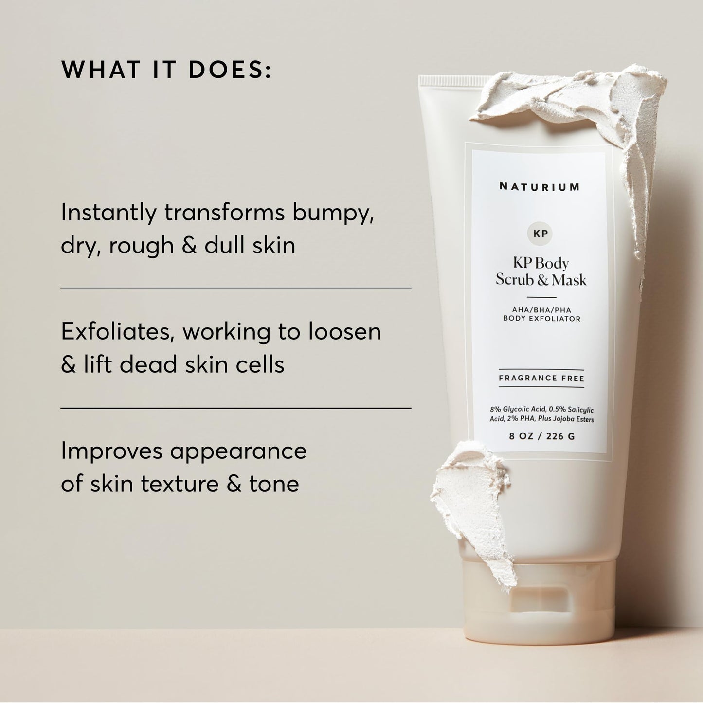 Naturium KP Body Scrub & Mask for Keratosis Pilaris, Bump Eraser Shower Scrub & Exfoliator for Skin, 8 oz - Maple Wellness Supplements