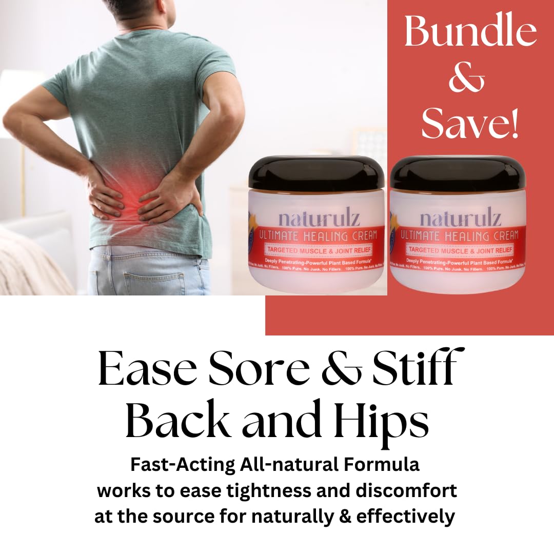 Naturulz Ultimate Healing Cream 4oz Bundle & Save – Plant-Based Topical for Daily Relief of Soreness, Stiffness & Discomfort in Back, Shoulder, Knee, Neck & Foot, Lightweight, Clean Ingredients - Maple Wellness Supplements