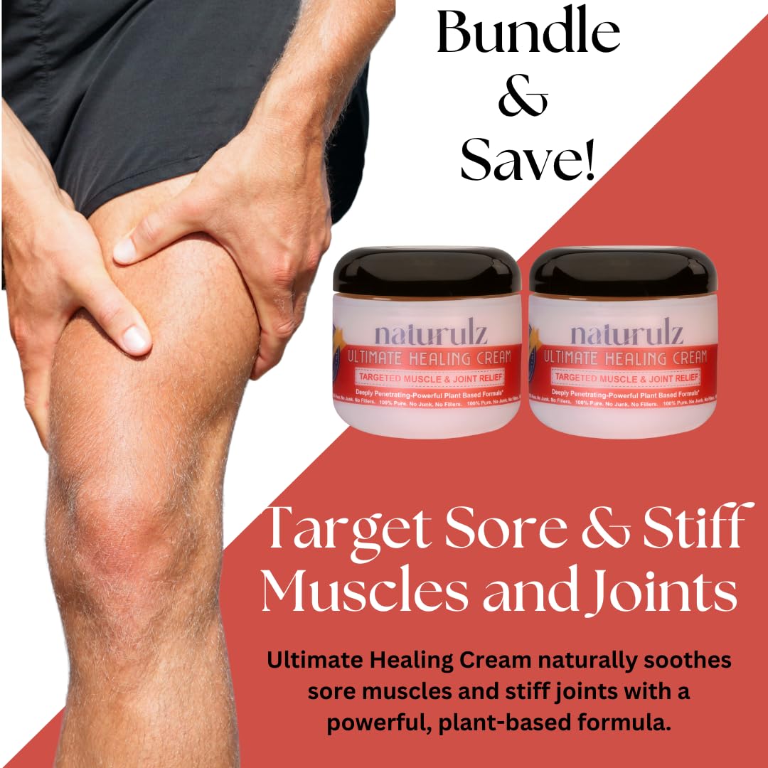 Naturulz Ultimate Healing Cream 4oz Bundle & Save – Plant-Based Topical for Daily Relief of Soreness, Stiffness & Discomfort in Back, Shoulder, Knee, Neck & Foot, Lightweight, Clean Ingredients - Maple Wellness Supplements