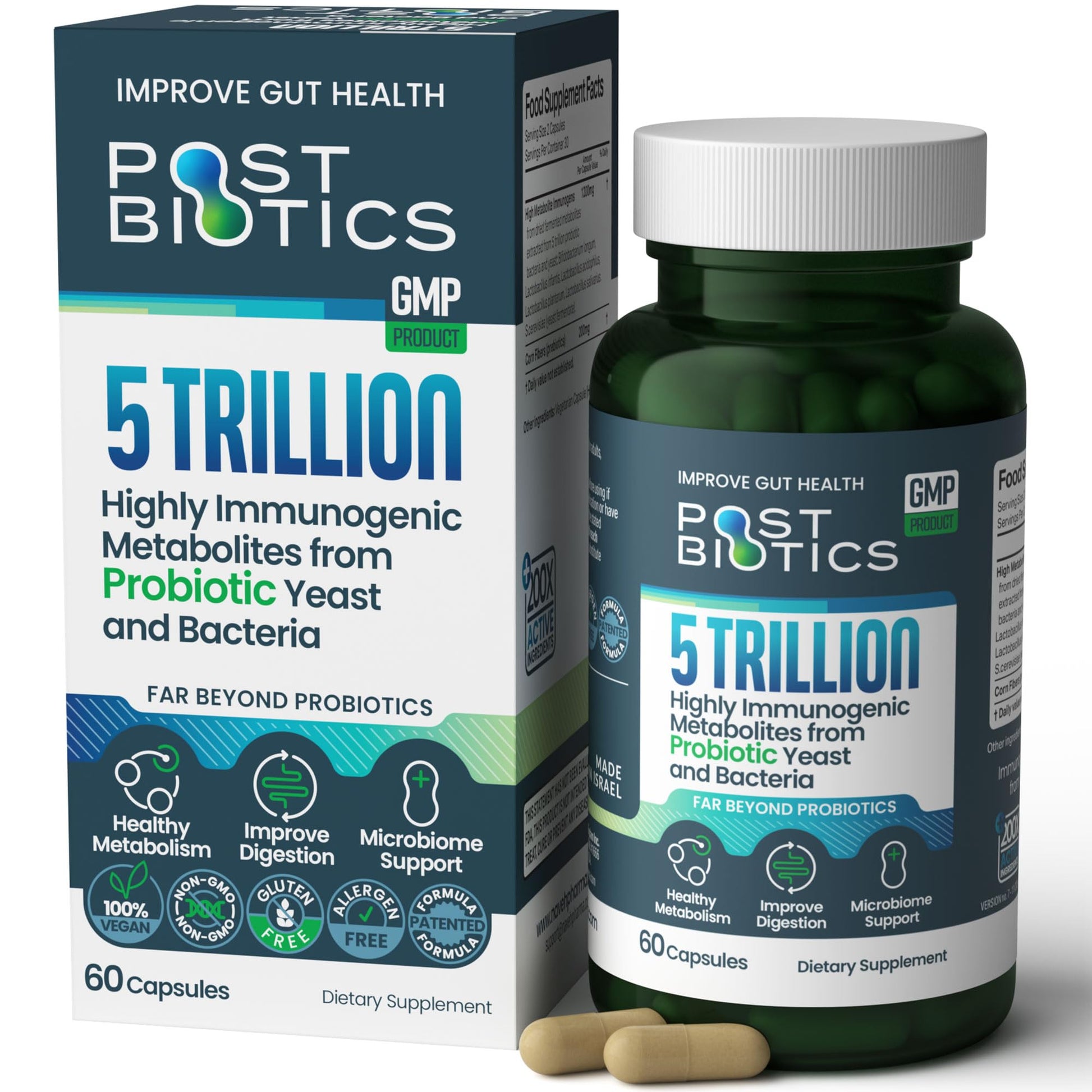NAVEH PHARMA Adult Postbiotics Capsules for Women and Men | Postbiotics for Gut Health with 200X Ingredients Than Probiotic and Prebiotic | Supports Immunity, Digestion, Microbiome & Metabolism - Maple Wellness Supplements