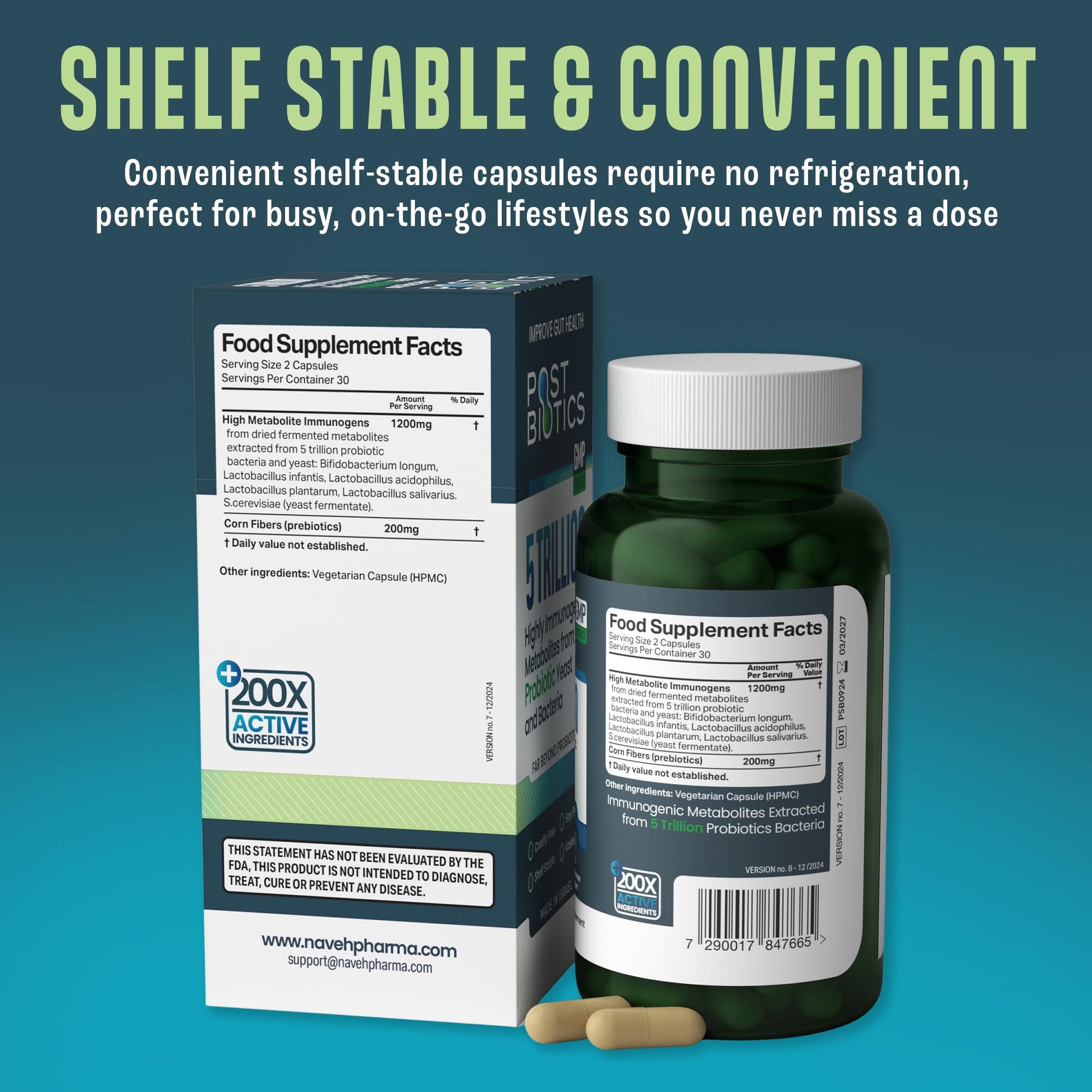 NAVEH PHARMA Adult Postbiotics Capsules for Women and Men | Postbiotics for Gut Health with 200X Ingredients Than Probiotic and Prebiotic | Supports Immunity, Digestion, Microbiome & Metabolism - Maple Wellness Supplements