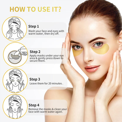 NAZANO 24K Gold Under Eye Patches - 60 Pack for Puffy Eyes, Dark Circles, Bags & Wrinkles - Maple Wellness Supplements