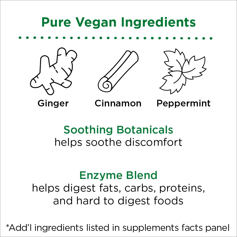 nbpure Vegan Digestive Enzyme Complex – Daily Bloating, Gas, & Food Digestive Support for Women & Men – 12 Enzymes & 3 Herbs – Lactase, Protease, Lipase - Maple Wellness Supplements