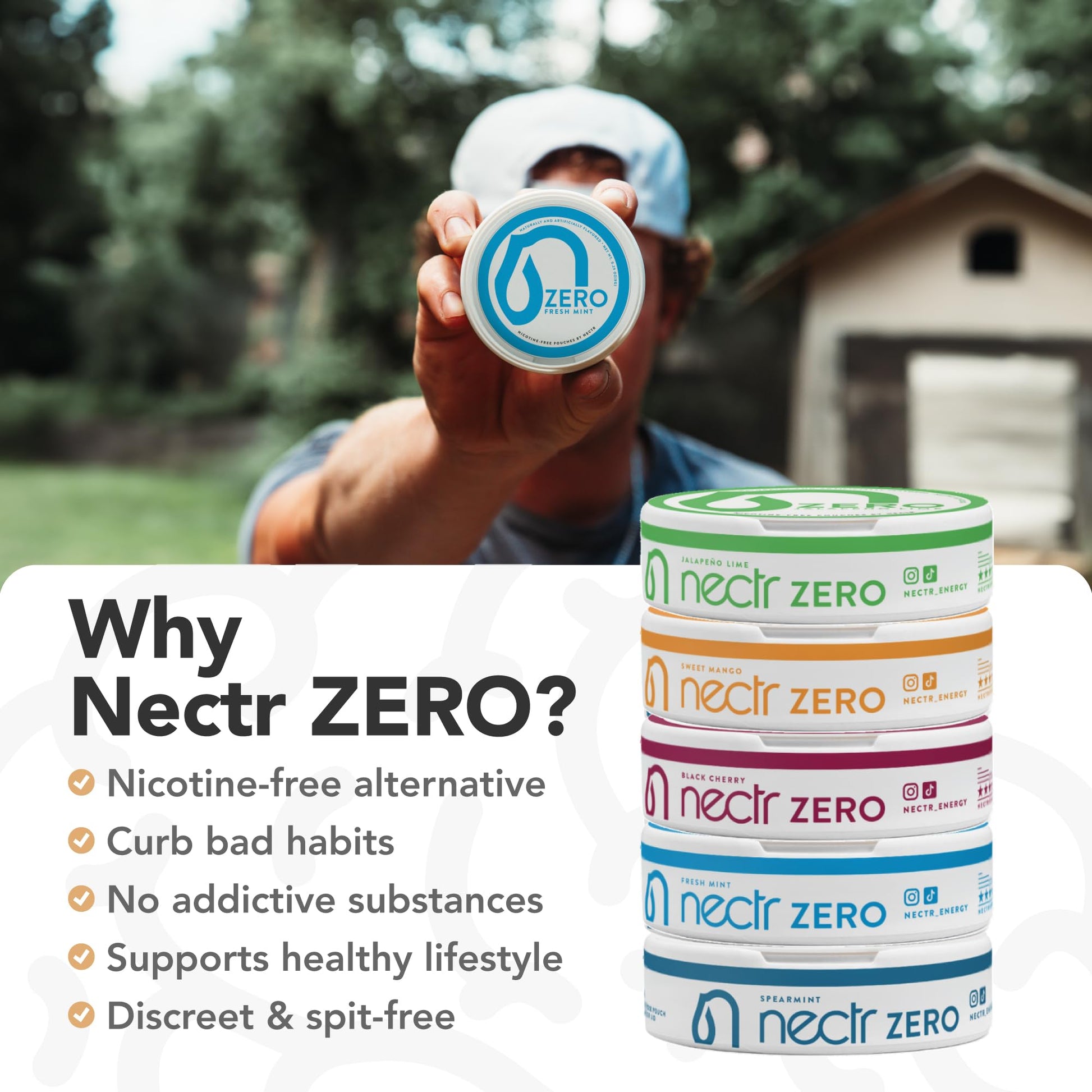 Nectr Energy Zero Pouches - No Caffeine, No Sugar, Zero Calories Mini Pouches for Oral Fixation and Stress Relief - 4 Pucks of 20 - Sweet Mango Flavor - Maple Wellness Supplements