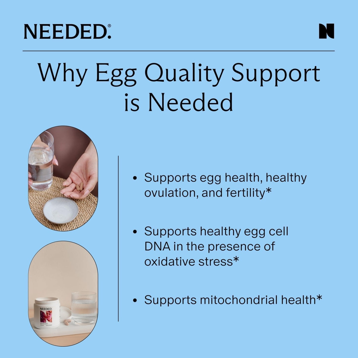 Needed. Egg Quality Support - Optimally Formulated Antioxidants Supplement for Egg Quality - Fertility Support - Fertility Supplement for Women - Maple Wellness Supplements