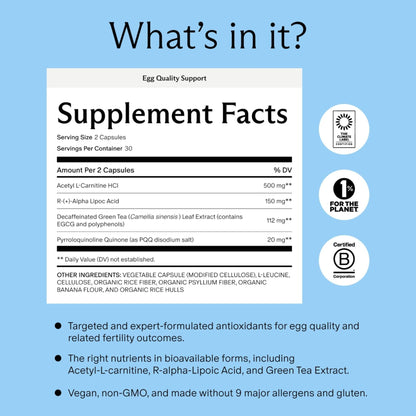 Needed. Egg Quality Support - Optimally Formulated Antioxidants Supplement for Egg Quality - Fertility Support - Fertility Supplement for Women - Maple Wellness Supplements