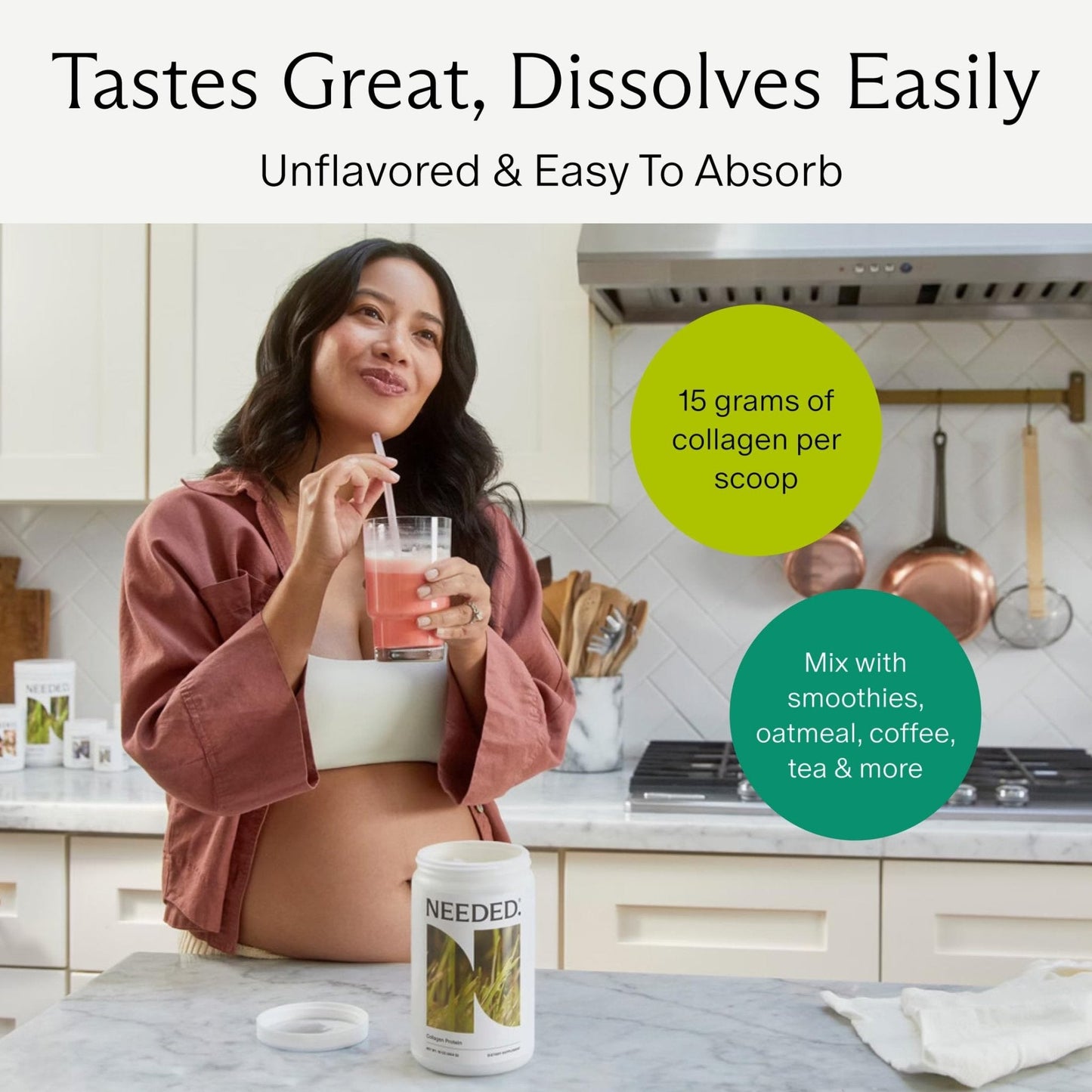 Needed. Hydrolyzed Collagen Protein Powder | Expert-Backed & Clean Sourced | Supports Skin, Hair, Joints | Grass-fed, Pasture-Raised, Hormone-Free | 1lb - Maple Wellness Supplements