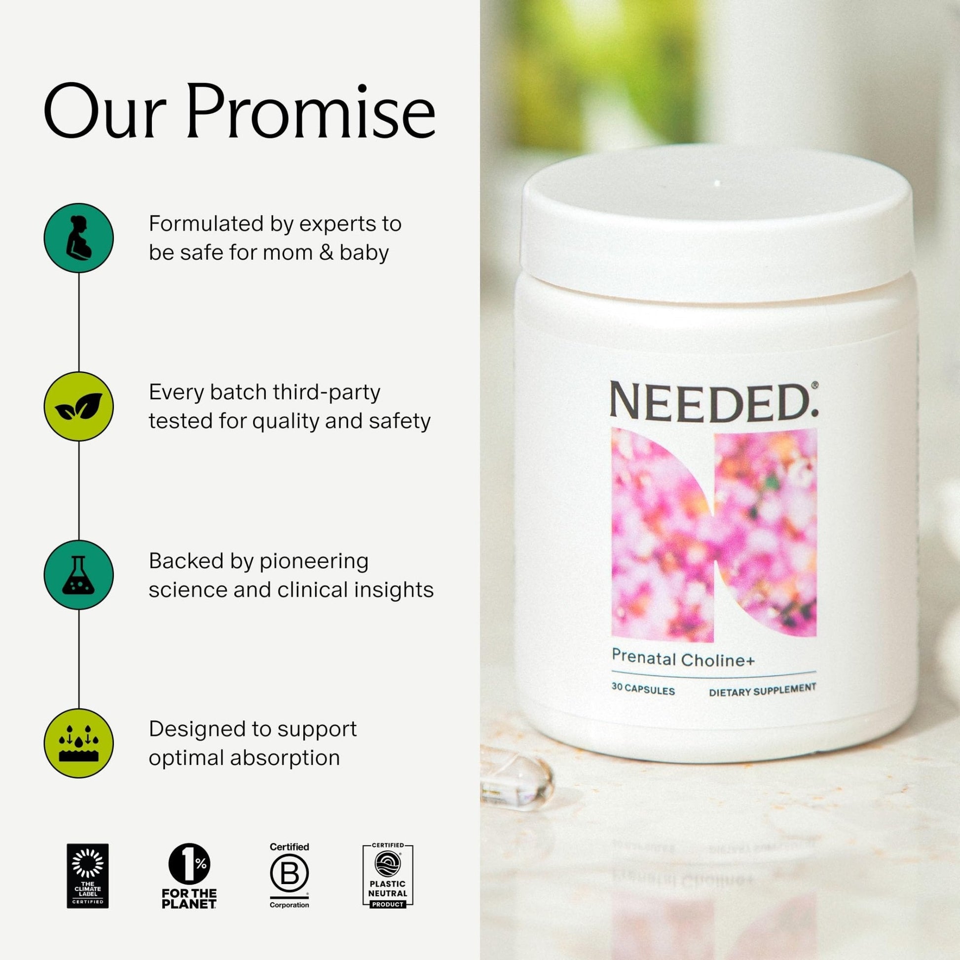 Needed. Prenatal Choline+ Liquid Capsules for Cognitive Development - Choline Supplements For Pregnancy - Aids Baby Brain Development & Supports Healthy Pregnancy - Maple Wellness Supplements