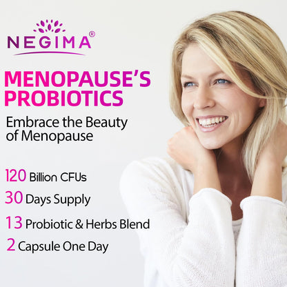 Negima Menopause Supplements for Women, 120 Billion CFUs Probiotics for Women, 13-in-1 Herbs & Botanicals Complex, for Menopause - 60 Caps - Maple Wellness Supplements