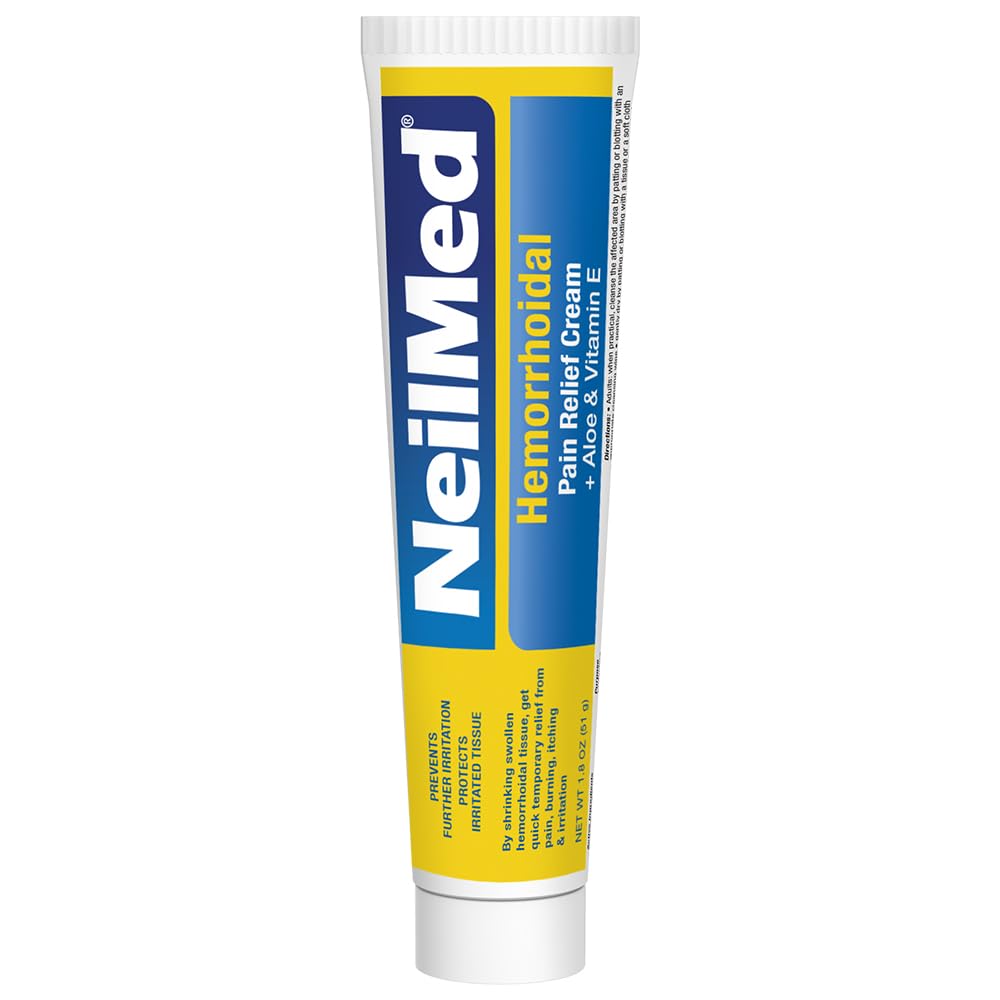 NeilMed Hemorrhoidal Pain Relief Cream with Aloe & Vitamin E, Hemorrhoid Treatment, Pain Relief, Relieves Burning, Itching and Discomfort, 1.8 oz. - Maple Wellness Supplements