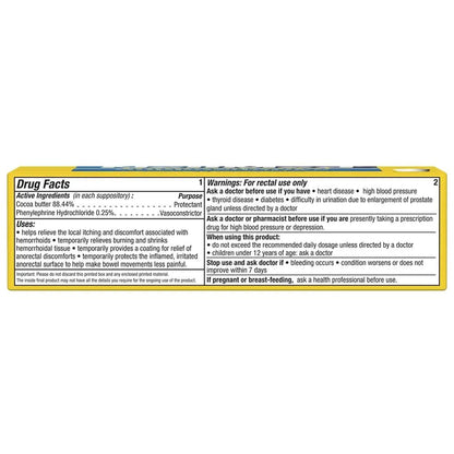 NeilMed Hemorrhoidal Suppositories, Shrinks Swollen Tissue, Relief from Burning, Itching and Discomfort of Hemorrhoids, 24 Count - Maple Wellness Supplements