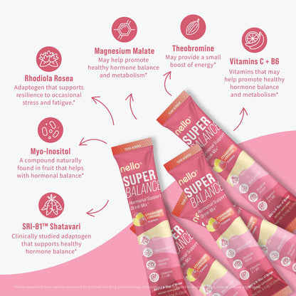 Nello Superbalance Hormonal Support Drink Mix, SRI-81 Shatavari, Myo-Inositol, Rhodiola Rosea, Vitamin C, Magnesium, Theobromine - Maple Wellness Supplements