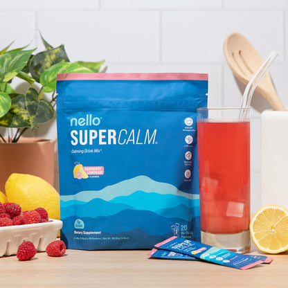 Nello Supercalm Powdered Drink Mix, Cortisol Reducer and Sleep Aid Supplement, L Theanine, Ksm-66 Ashwagandha, Magnesium Glycinate, Vitamin D 3, No Sugar, Non GMO - Maple Wellness Supplements