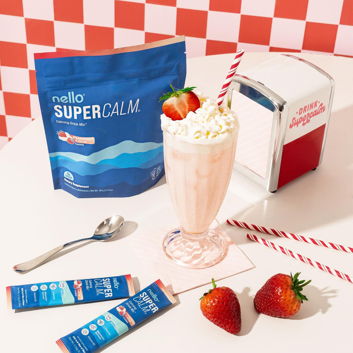 Nello Supercalm Powdered Drink Mix, Cortisol Reducer*, Sleep Aid Supplement, L Theanine, Ksm-66 Ashwagandha, Magnesium Glycinate, Vitamin D 3, No Sugar - Maple Wellness Supplements