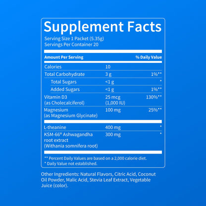Nello Supercalm Powdered Drink Mix, Cortisol Reducer*, Sleep Aid Supplement, L Theanine, Ksm-66 Ashwagandha, Magnesium Glycinate, Vitamin D 3, No Sugar - Maple Wellness Supplements