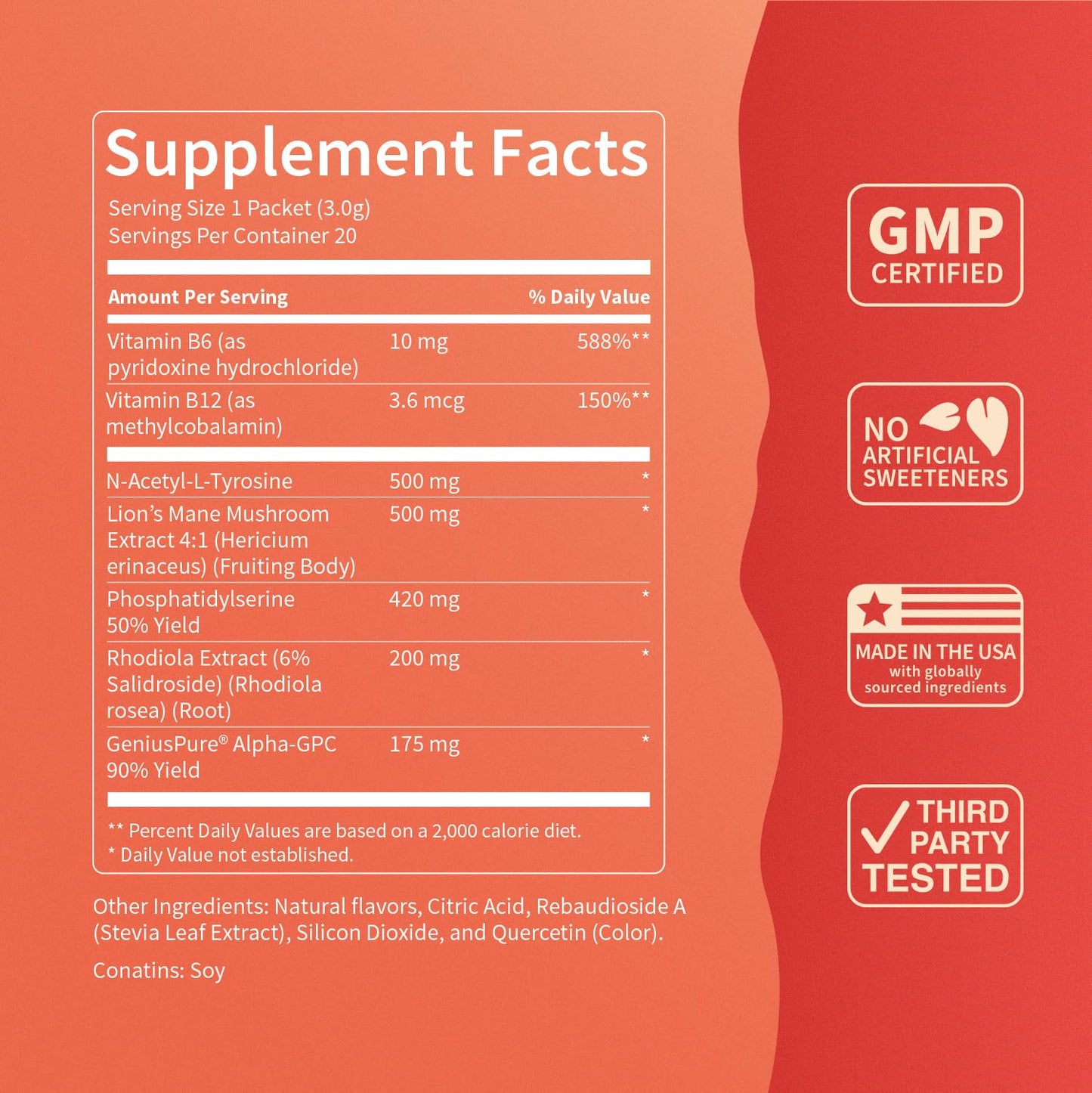 Nello Superfocus Mojito – Nootropic Focus Drink Mix, 20 On-The-Go Packets, Alpha GPC, Lion’s Mane, Rhodiola, Sugar-Free - Maple Wellness Supplements