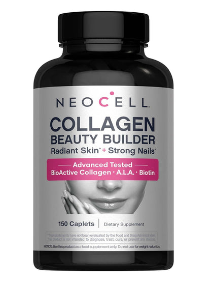 NeoCell Collagen Beauty Builder | 150 Caplets | Grass Fed BioActive Peptides | with Biotin and Hyaluronic Acid | Radiant Skin & Strong Nails Supplement - Maple Wellness Supplements