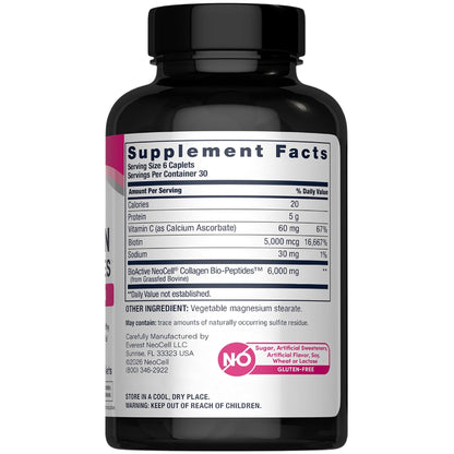 NeoCell Collagen Peptides Pills | 180 Tablets | with Vitamin C and Biotin | Grass Fed Bovine | Hair, Skin, & Nails | for Women and Men - Maple Wellness Supplements