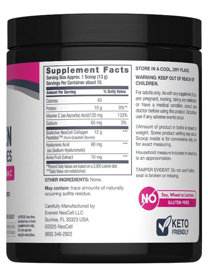 NeoCell Collagen Peptides Powder | 6.9 oz | Unflavored Supplement | with Vitamin C and Hyaluronic Acid | Advanced Formula | Hair, Skin, & Nails | for Women and Men - Maple Wellness Supplements