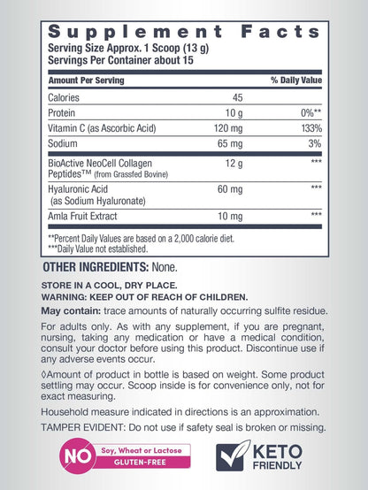 NeoCell Collagen Peptides Powder | 6.9 oz | Unflavored Supplement | with Vitamin C and Hyaluronic Acid | Advanced Formula | Hair, Skin, & Nails | for Women and Men - Maple Wellness Supplements