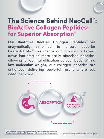 NeoCell Collagen Peptides Powder | 6.9 oz | Unflavored Supplement | with Vitamin C and Hyaluronic Acid | Advanced Formula | Hair, Skin, & Nails | for Women and Men - Maple Wellness Supplements
