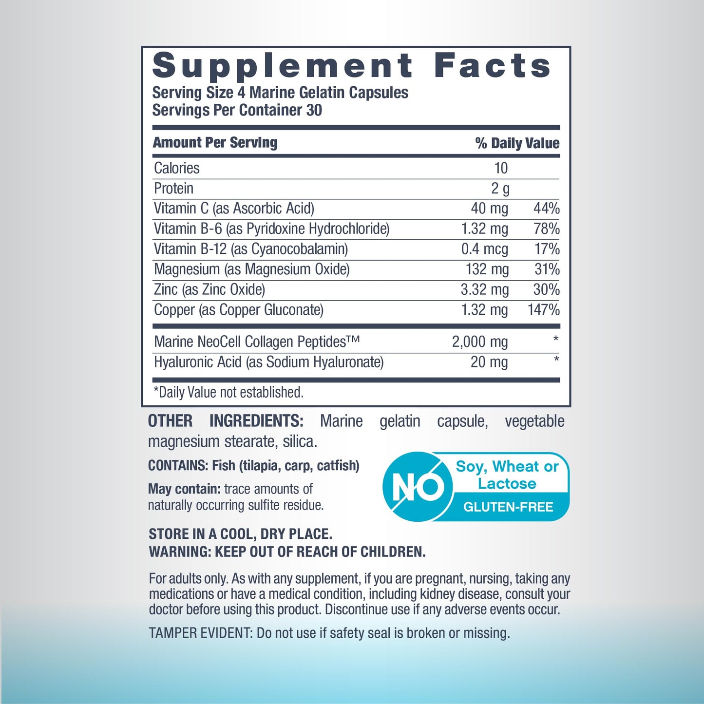 NeoCell Marine Collagen Peptides Capsules | 120 Pills | with Hyaluronic Acid | Plus Vitamin C | for Women and Men - Maple Wellness Supplements