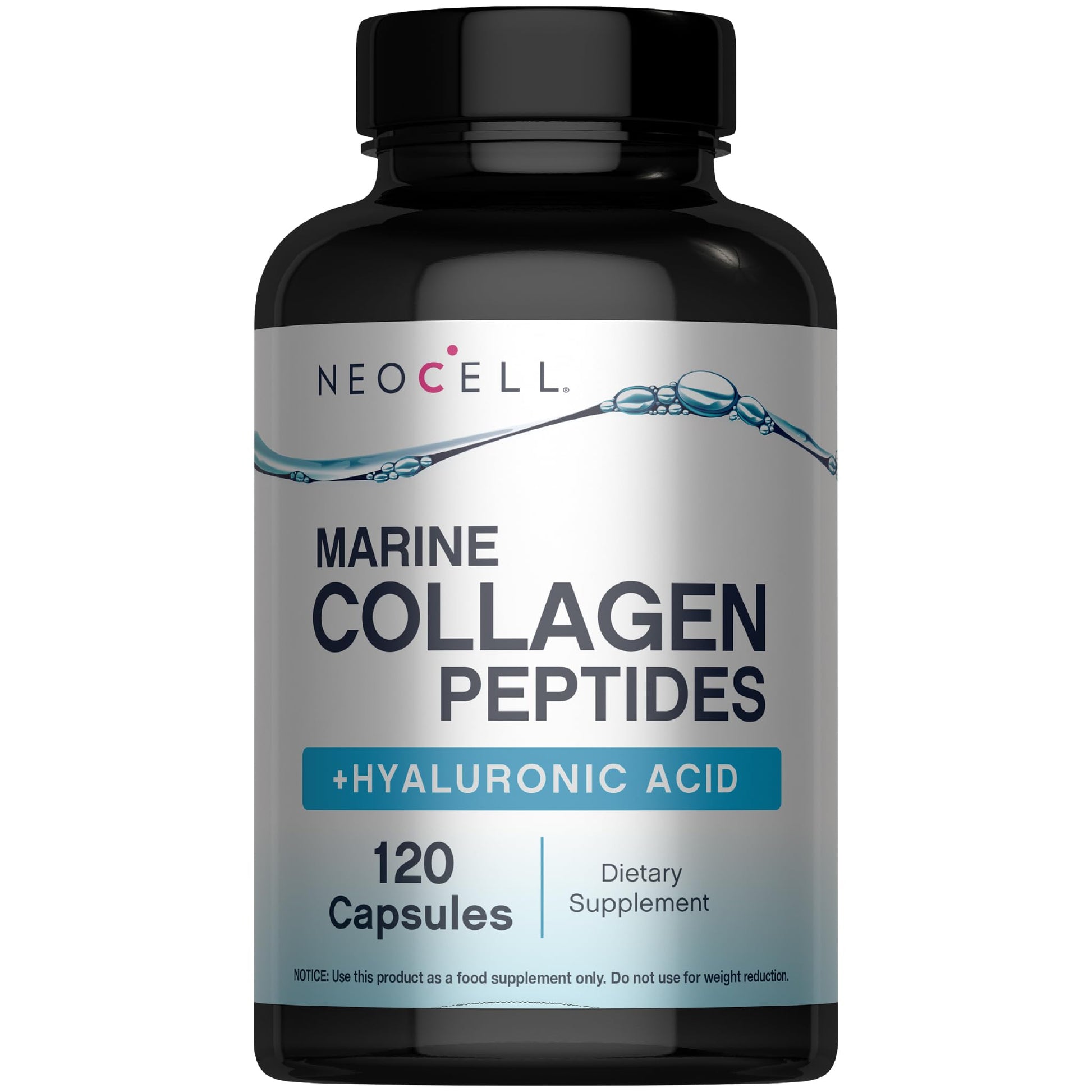 NeoCell Marine Collagen Peptides Capsules | 120 Pills | with Hyaluronic Acid | Plus Vitamin C | for Women and Men - Maple Wellness Supplements