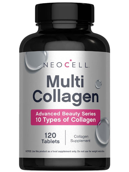 NeoCell Super Multi Collagen Peptides | 120 Tablets | 10 Types of Collagen | Skin, Hair and Nails | Beauty Supplement | For Men and Women - Maple Wellness Supplements