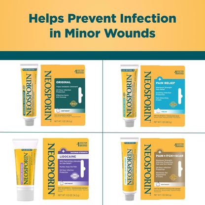 Neosporin + Maximum-Strength Pain Relief Dual Action Cream, First Aid Topical Antibiotic and Analgesic Cream for Soothing Infection Protection & Wound Care of Minor Cuts, Scrapes & Burns, 1 oz - Maple Wellness Supplements
