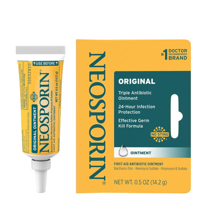Neosporin Original First Aid Triple Antibiotic Ointment with Bacitracin Zinc for Infection Protection, Wound Care Treatment & Helps Minimize The Appearance of Scars for Minor Wounds, .5 oz - Maple Wellness Supplements